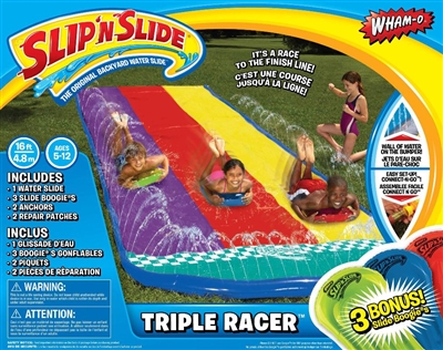 Three-laned Slip n Slide with inflatable boogies