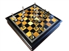 Metal Chess Set With Deluxe Wood Board and Storage