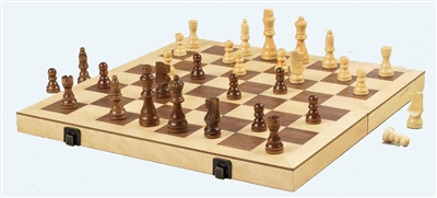 16" Wood Chess Set with Premium Handcarved Chessmen
