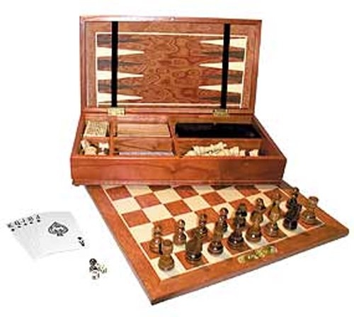 7 in 1 Quality board games compendium All contained in A Beautiful Wooden Boxed