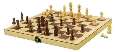 12" Wood Chess Set with Premium Handcarved Chessmen